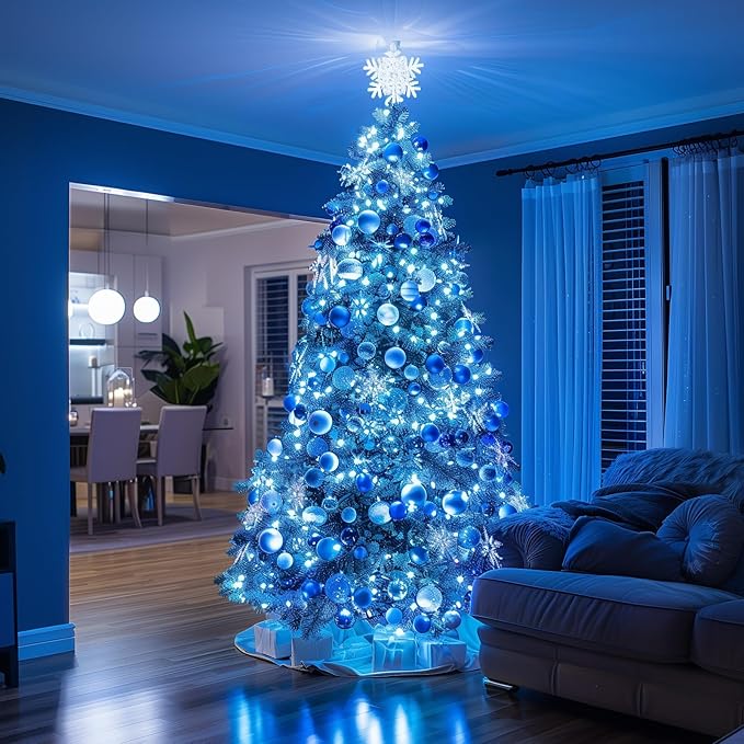 Battery Operated Christmas Lights 2 Pack 18 Feet 50 LED Clear Mini String Lights with 8 Modes Waterproof Tree Lights for Xmas Outdoor Indoor Holiday Party Garden Decor, Blue & White