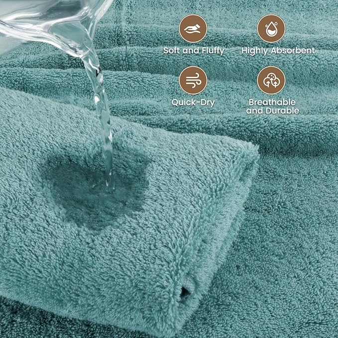 SEMAXE Bath Towel for Bathroom, 100% Cotton Towel with Hanging Loop and Smart Tag, Hotel & Spa Quality Soft Absorbent Towel, Gift Box Packaging, 1 Pc Blue Bath Towel, 54" L x 27" W