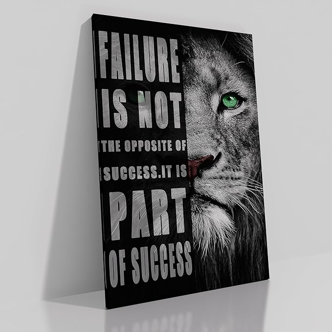 Lion Wall Art Inspirational picture Entrepreneur Quotes Motivational Animal Painting Poster Print on Canvas Wall Artwork for Living Room Bedroom Office Framed Ready to Hang [12''W x 18''H]
