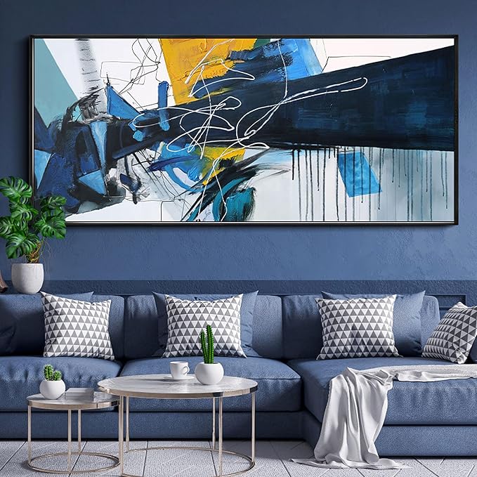 KLAKLA Oversized Artwork 86x39 Inches - Abstract Huge Canvas Picture Wall Decor Living Room Extra Large Wall Art for Walls Bedroom Office Decoration Modern Frame Wall Art