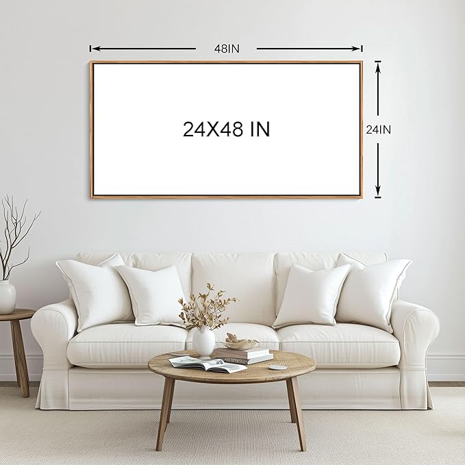 Coastal Wall Art - Large Landscape Wall Art for Living Room, Bedroom Pictures, Ocean Beach Artwork, Blue painting, Above Bed Decor, Coastal Landscape Wall Decor,Framed Beach Pinting 24×48IN