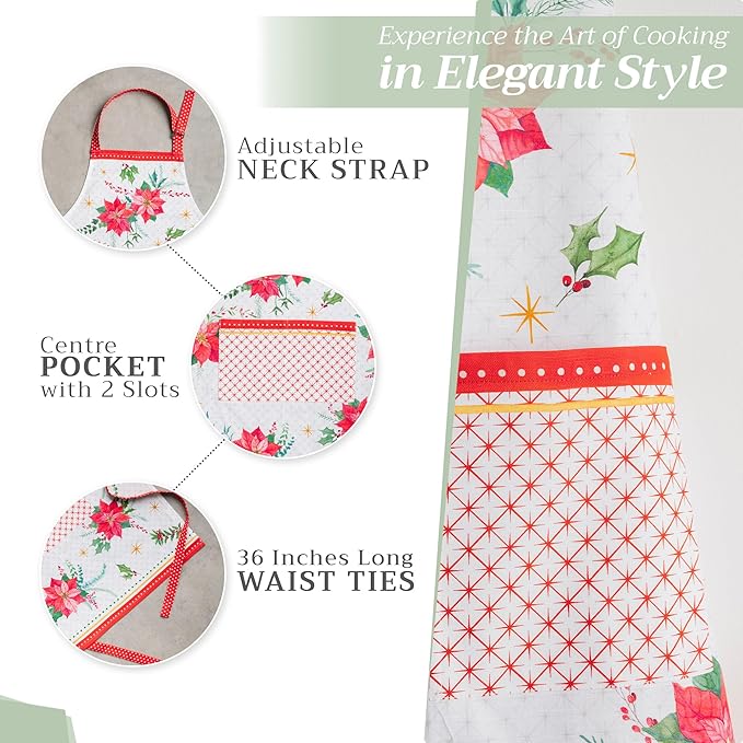 Maison d' Hermine 100% Cotton Apron for women with Pocket Kitchen Chef Apron for Men Cooking Gardening Server Waitress