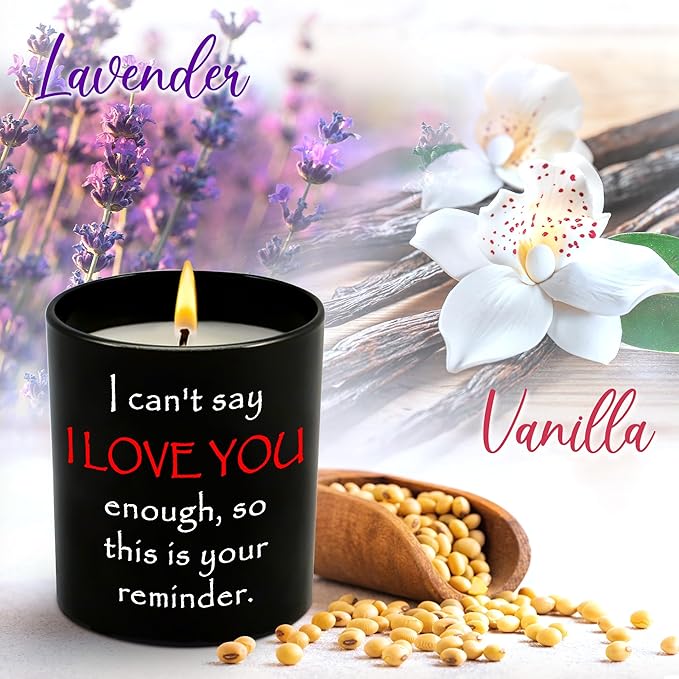 Anniversary Couple Gifts for Him Her - Long Lasting Vanilla Lavender Scented Candle 10 oz - Wedding Engagement Birthday Gifts for Women Men Couples Boyfriend Girlfriend Husband Wife