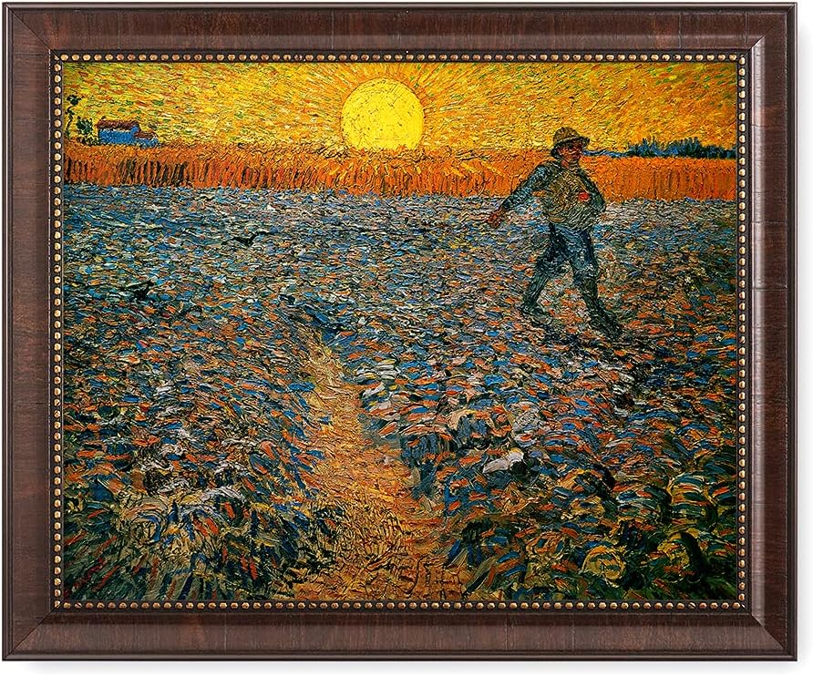 DECORARTS - The Sower - Vincent Van Gogh Giclee Prints w/Antique Brown Frame for Wall Decor. Picture Size: 20x16, Total Size w/Frame: 23x19