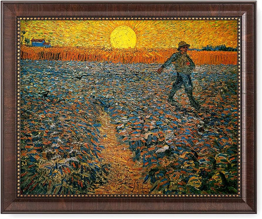 DECORARTS - The Sower - Vincent Van Gogh Giclee Prints w/Antique Brown Frame for Wall Decor. Picture Size: 20x16, Total Size w/Frame: 23x19