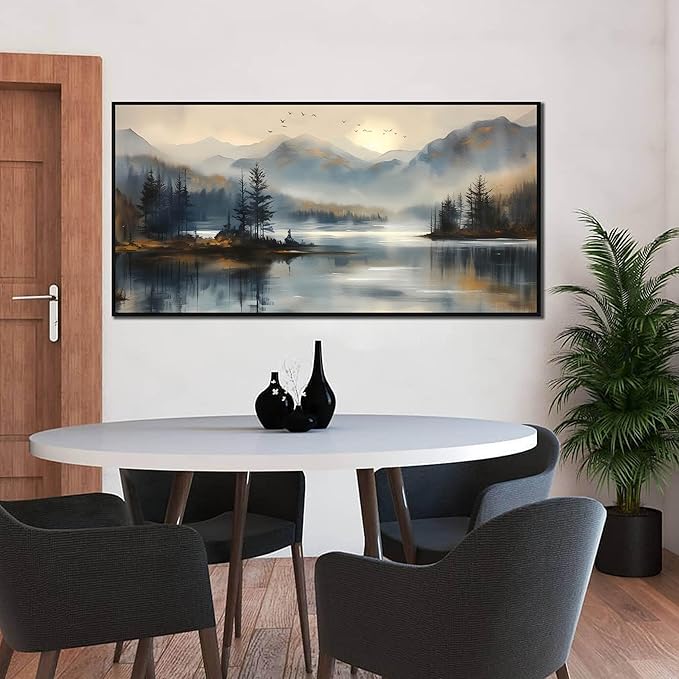 Landscape Wall Art for Living Room - Mountain Art Wall Decor for Office - Large Picture Frames for Wall Size 29" x 59"