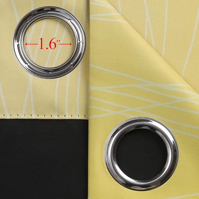 Estelar Textiler Yellow and Purple Ombre Blackout Curtains 45 Inch Length 2 Panels, Full Room Darkening Gradient Drapes for Kitchen, Thermal Insulated Grommet Short Curtains for Bathroom,52Wx45L