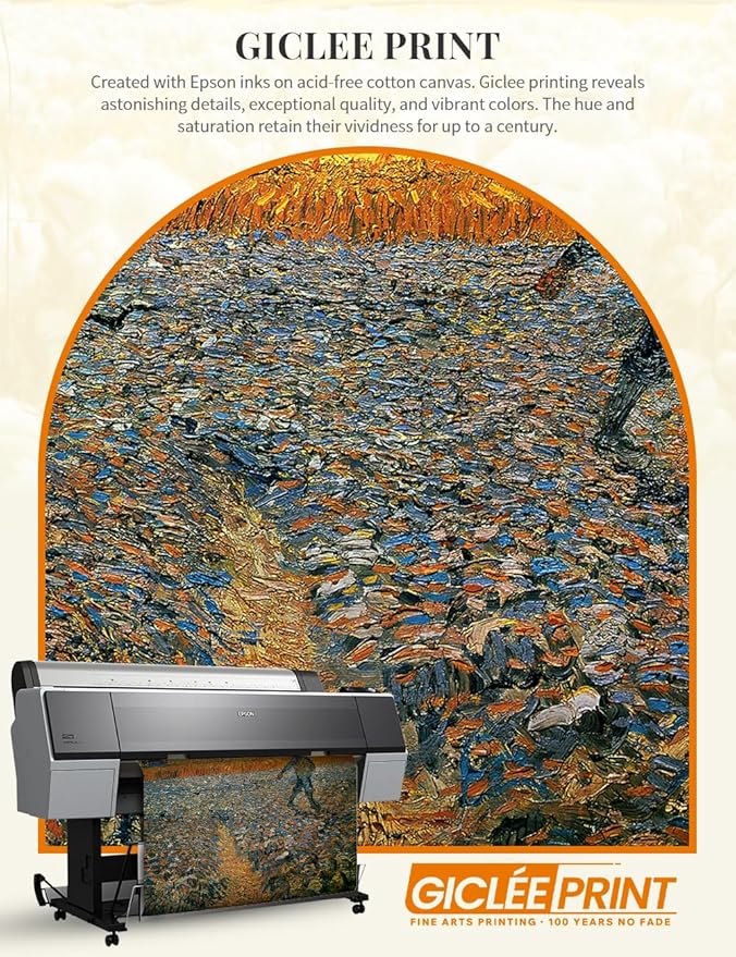 DECORARTS - The Sower by Vincent Van Gogh. Giclee Print on Acid-Free Canvas in Gold Solid Wood Frame. Picture Size: 20x16, Total Size: 24.75x20.75, Made in USA