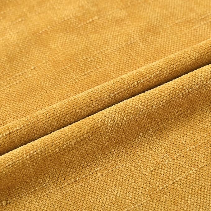 Set of 4 Soft Textured Decorative Throw Pillow Covers 18x18 Inch Cozy Farmhouse Cushion Cover Square Accent Pillow Cases for Bed Couch Sofa Living Room, Mustard Yellow