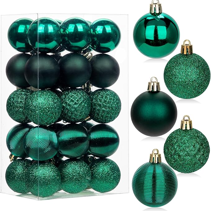 30PCS 2" Christmas Ball Ornaments Shatterproof Dark Green Christmas Tree Decorations Xmas Tree Balls Halloween Ornaments Décor