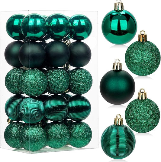 30PCS 2" Christmas Ball Ornaments Shatterproof Dark Green Christmas Tree Decorations Xmas Tree Balls Halloween Ornaments Décor