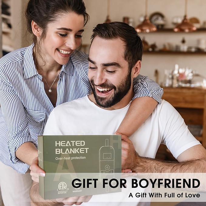 Black Heated Blanket Electric Throw, 50X60 Black Blanket Heating Throw with 10 Heats Levels & 8 Hours Auto Off, Plaid Soft Sherpa Blankets Warmer Gifts for Grandma Women Adults Couch Washable, ETL