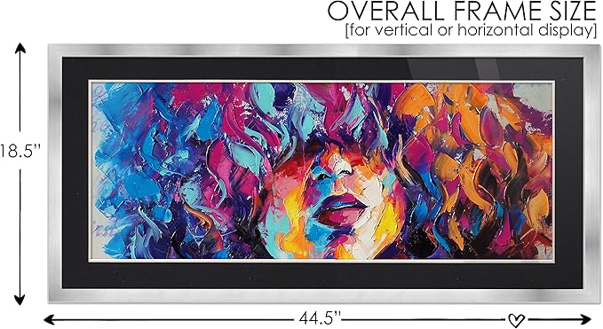 13.5x40 Frame Silver Wood with Black Mat | 16x43 Frame Matted to 13.5x40 | Display Your Picture Under UV Acrylic Shatter Guard Front, with Foam Board Backing and Wall Hanging Hardware - Wood Frame