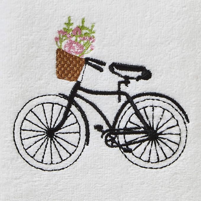 SKL Home by Saturday Knight Ltd. Flower Basket Bike Hand Towel (2-Pack), Wht