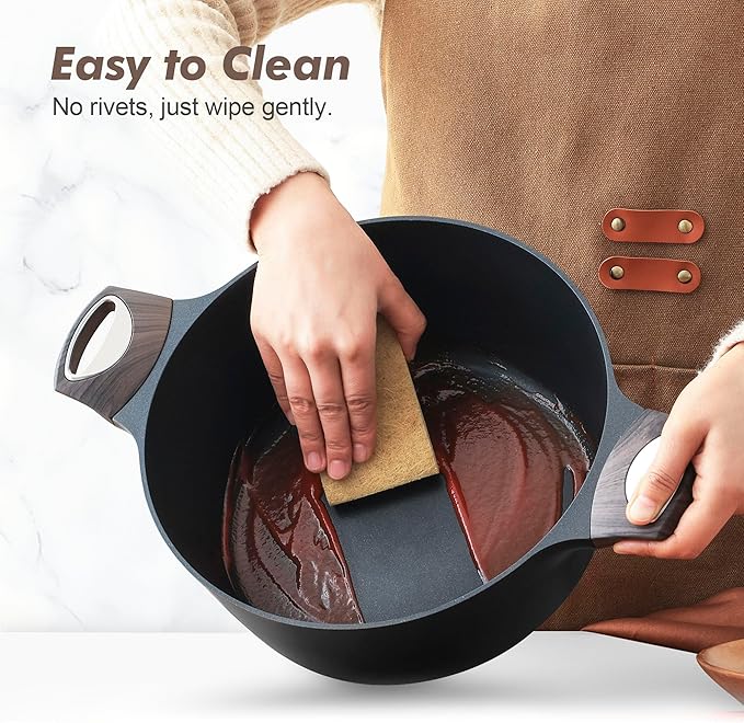 SENSARTE Pots and Pans Set Non stick, Non toxic Healthy Induction Cookware Set, 14 Pcs Non Stick Kitchen Cooking Set with Frying Pans Set & Saucepan, PFOA PFOS APEO Free, Black