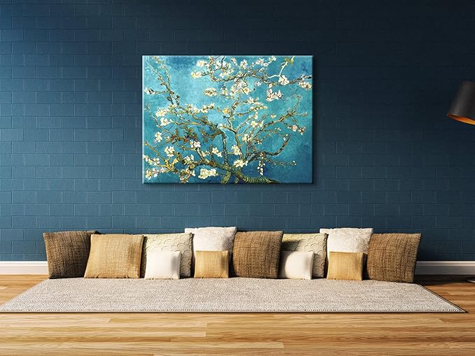 Wieco Art Huge Gallery Wrapped Giclee Canvas Print by Classic Van Gogh Reproductions, Almond Blossom Modern Canvas Wall Art Ready to Hang for Living Room Bedroom Home Office Decorations