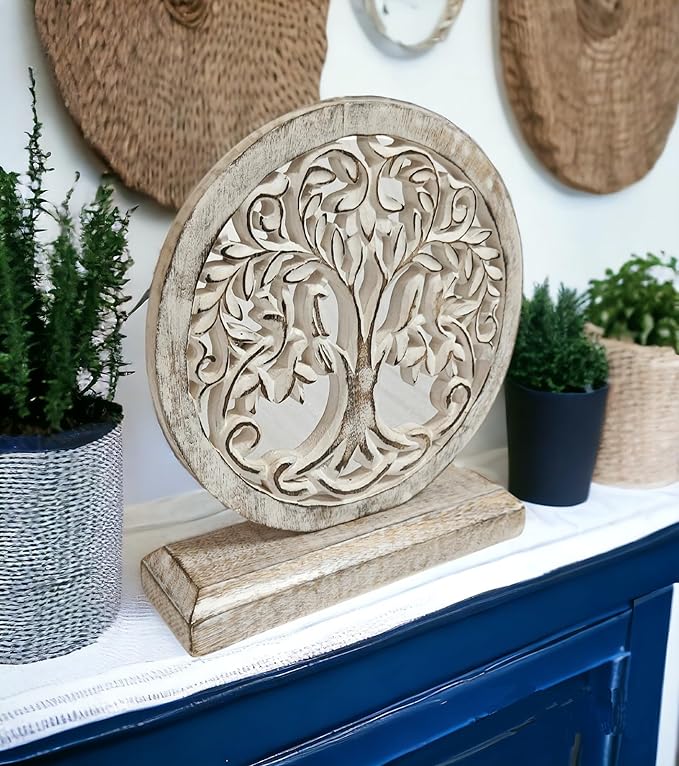 VANIYA CRAFTS® Wooden Carved Handmade Engraved Table Decor Table Sculpture Home Decor Statue for Living Room, Bedroom, Office Desktop, Cabinets