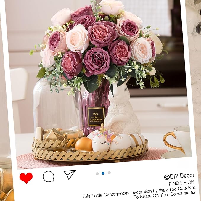 Geosar 8 Bundles Artificial Peonies Flowers Fake Silk Peony Bouquet Faux Peonies Flowers Bulk for Decoration Vase Florals Arrangements Wedding Party Table (Dusty Pink,Dusty Rose)