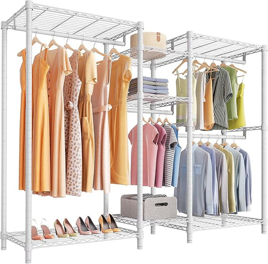 VIPEK Classic V6 Wire Garment Rack 5 Tiers Heavy Duty Clothes Rack for Hanging Clothes, Wardrobe Racks Compact Large Metal Clothing Racks Freestanding Closet Storage Racks, Max Load 850LBS, White