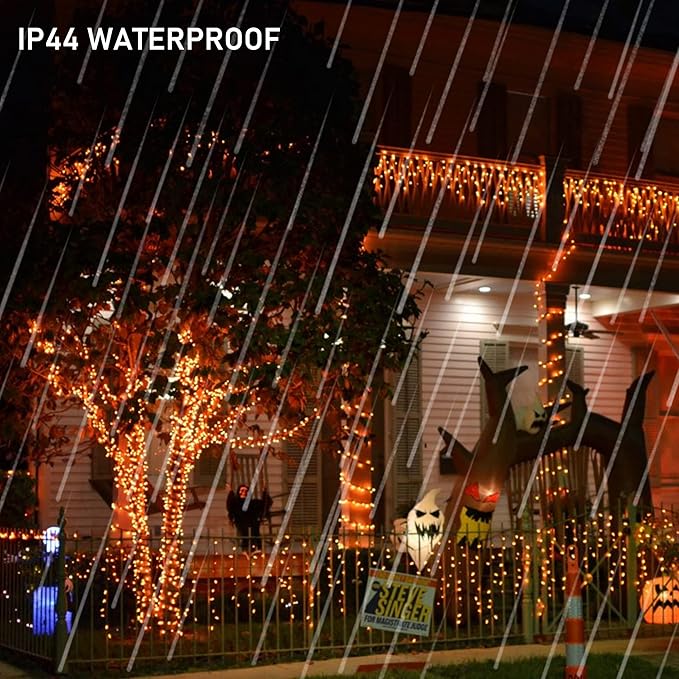 Dazzle Bright Orange Fairy String Lights, 4 Pack Total 80FT 240LED Copper Wire Battery Operated Waterproof Lights, Halloween Decorations for Indoor Home Outdoor Patio Yard Party Decor