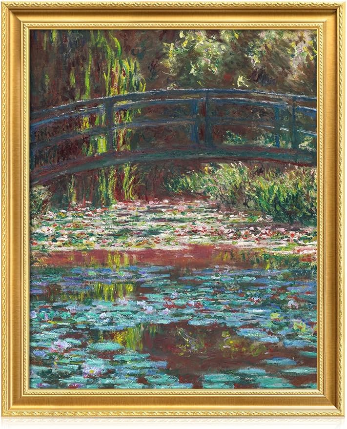 DECORARTS - Claude Monet Water Lily Pond Giclee Print with Gold Solid Wood Frame, Impressionist Large Framed Wall Art, Ready to Hang, Framed Size 28.75x34.75, Made in USA