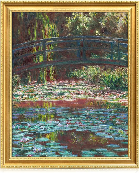 DECORARTS - Claude Monet Water Lily Pond Giclee Print with Gold Solid Wood Frame, Impressionist Large Framed Wall Art, Ready to Hang, Framed Size 28.75x34.75, Made in USA