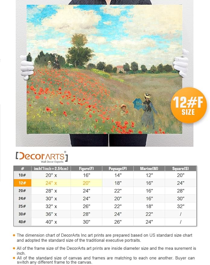 DECORARTS - Poppies at Argenteuil, 1873, Claude Monet Art Reproduction. Giclee Canvas Prints Wall Art for Home Decor 24x20