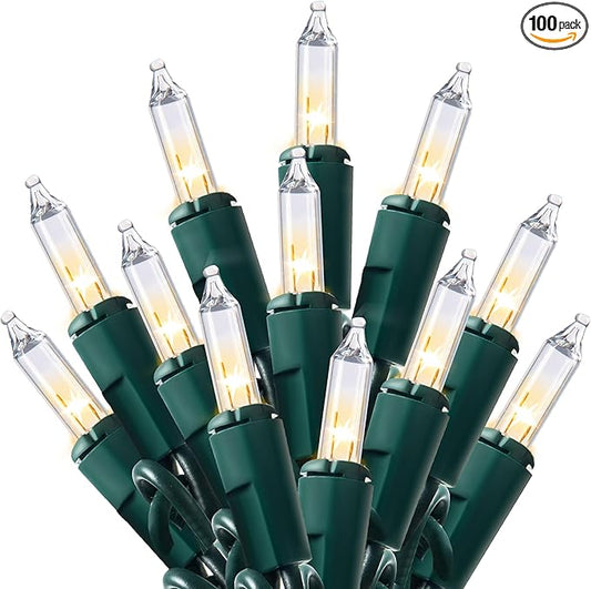 Joiedomi Clear Christmas String Lights Indoor,100 Count Mini Warm White Fairy Light,21.4 FT Lighting Decor for Patio Dorm Classroom Bedroom Holiday Wedding Party Garland Birthday Festival,Green Wire