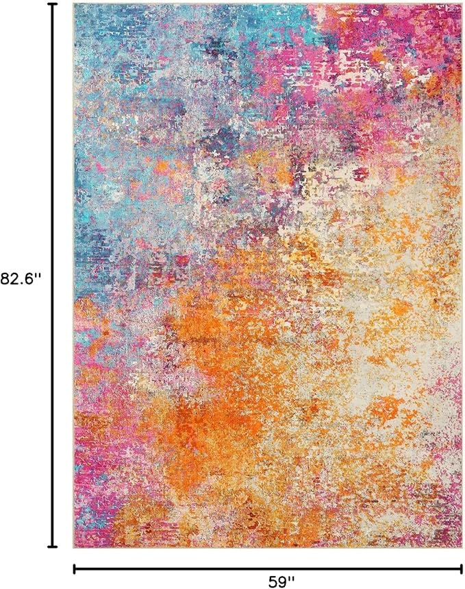 Lahome Modern Abstract Washable 5x7 Area Rugs for Living Room, Colorful Soft Bedroom Rug Low Pile Non Slip,Stain Resistance Dining Room Carpet for Nursery Office Entrance Home Office Decor
