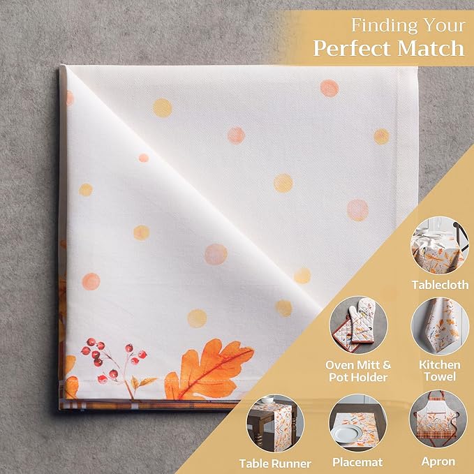 Maison d' Hermine Cloth Napkins Set of 4 100% Cotton Everyday Reusable Square Napkins Cloth Washable, Dinner, Party, Wedding, Restaurant (Oak Leaves, 20" x 20")