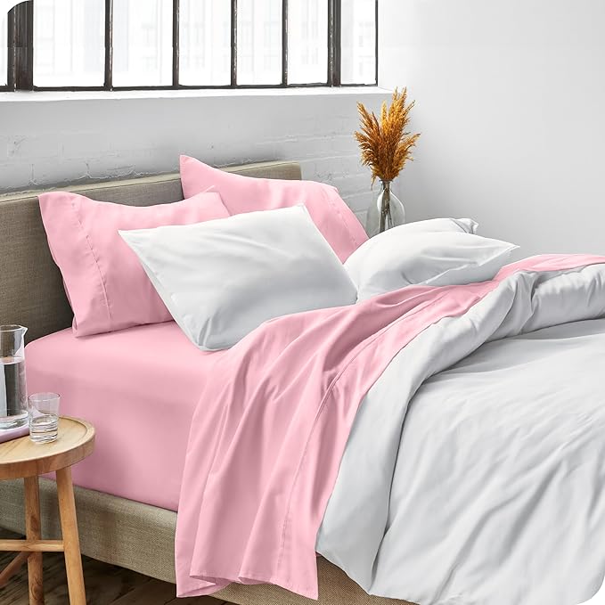Bare Home Sheet Set - College Dorm Size - Luxury 1800 Ultra-Soft Microfiber Bed Sheets - Deep Pockets - Easy Fit - Extra Soft - 3 Piece Set (Twin XL, Light Pink)