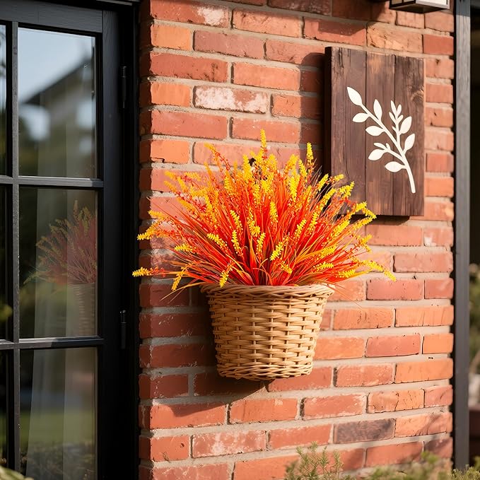 Artificial Fall Outdoor Faux Plants Decoration, 12 Bundles Fake Monkey Grass for Autumn Indoor Decor, Fall Lavender Flower Shrubs UV Resistant Bush Planter No Fade for Garden Porch Balcony(Mix)