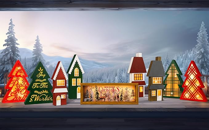 SAILINGSTORY Interchangeable Holiday Decor 6 Seasonal Decor Night Light Shadow Box Easter Summer 4th of July Halloween Thanksgiving Christmas Decorations