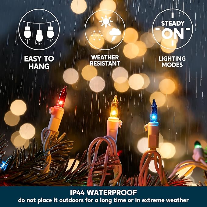 Joiedomi Christmas String Lights Indoor,200(2x100) Mini Multicolor Light with 42.8 FT White Wire,Lighting Decor for Patio Dorm Classroom Bedroom Holiday Wedding Party Garland Birthday Festival