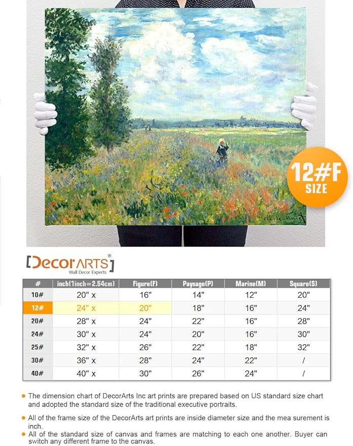 DECORARTS - Poppy Fields near Argenteuil, Claude Monet Art Reproduction. Giclee Canvas Prints Wall Art for Home Decor 24x20