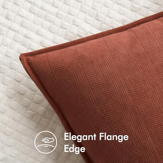 MIULEE Pack of 2 Rust Decorative Pillow Covers 20x20 Inch Fall Soft Chenille Luxurious Couch Throw Pillows Farmhouse Cushion Covers with Elegant Design for Sofa Bedroom Living Room Home Decor