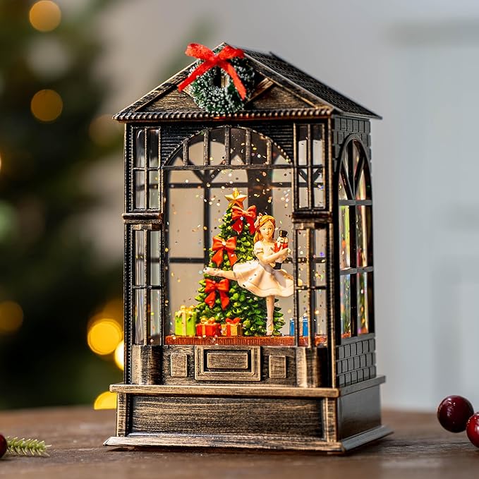 Christmas Snow Globe, Lighted Christmas Tree Clara &Nutcracker Scene, Musical Snow Water Lantern Swirling Glittering Holiday Decoration and Gift for Family Children or Friends