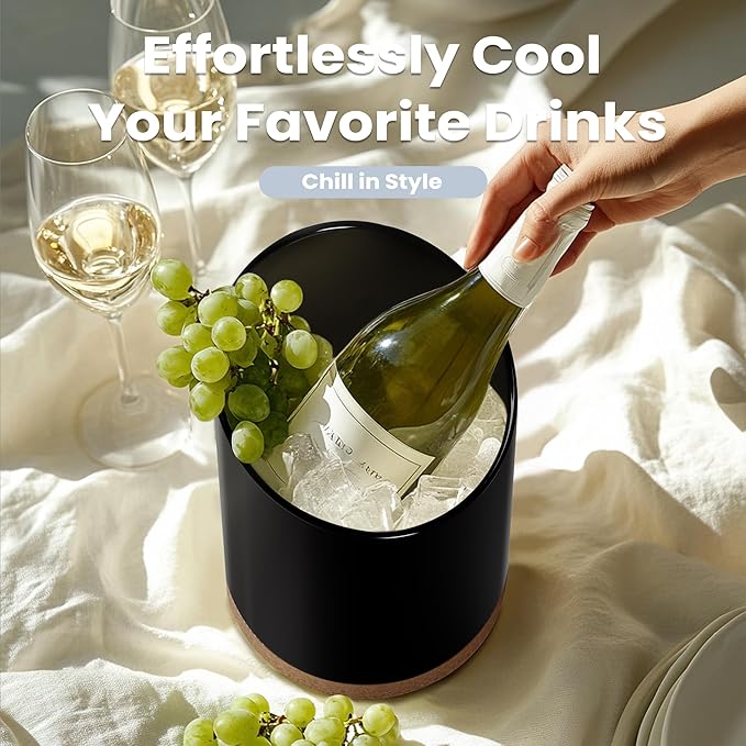 Large Ceramic Utensil Holder for Kitchen Counter, Modern Crock with Slanted Top & Cork Mat, for Spatulas & Cooking Spoons, Black