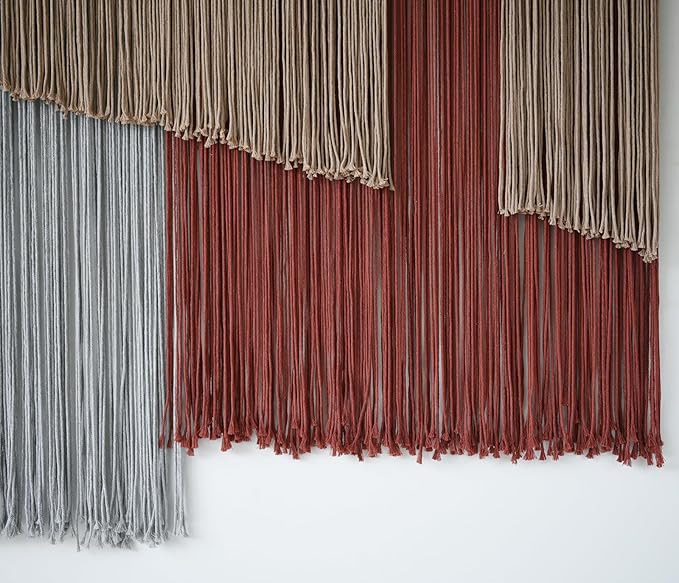 Jakalin Macrame Wall Hanging Large 57" Wx43 L Fiber Wall Art Modern Yarn Boho Wall Decor for Headboard Living Room Gallery Couch Bedroom Decor