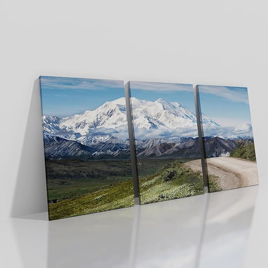 Snow Mountains Wall Art Large Size Landscape Poster Painting Print on Canvas Modern Picture Home Decor Artwork for Living Room Hotel Office Wall Decoration Stretched and Framed [72''Wx 36''H]