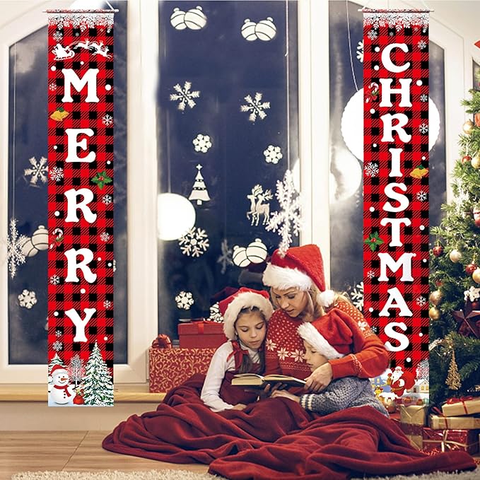 Christmas Decorations Merry Christmas Banner Xmas Porch Door Sign Welcome Banner for Wall Home Party Decor Christmas Decorations Indoor Outdoor