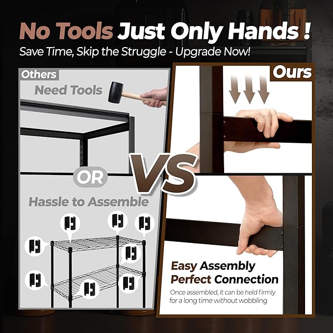 HOMEDANT House 48" Wide Boltless Heavy Duty Garage Storage Shelving Adjustable 5-Tier Metal Shelves Laminated Organization Shelf Industrial Utility Rack for Pantry Warehouse Office Store 4Pack