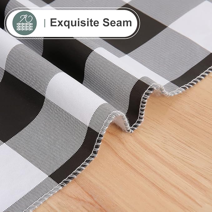 misaya Rectangle Waterproof Vinyl Table Cloth, Buffalo Flannel Backed Tablecloth, Wipeable Plastic Table Cover for Dinner, Kitchen, Outdoor (54" x 120", Black and White)