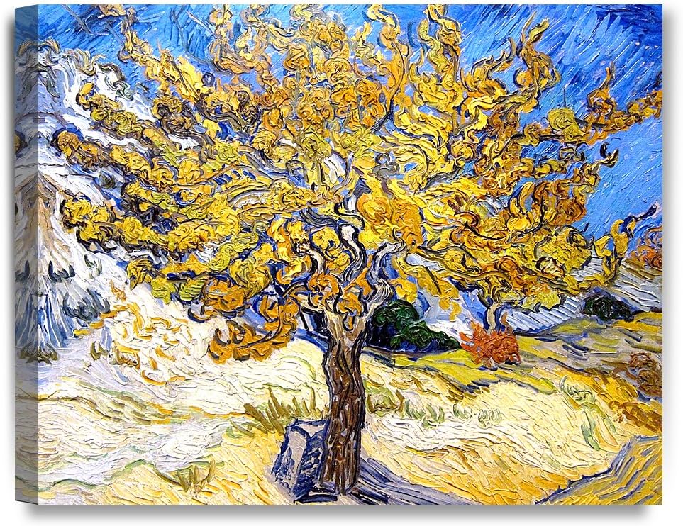 DECORARTS - The Mulberry Tree, Vincent Van Gogh Art Reproduction. Giclee Canvas Prints Wall Art for Home Decor 20x16