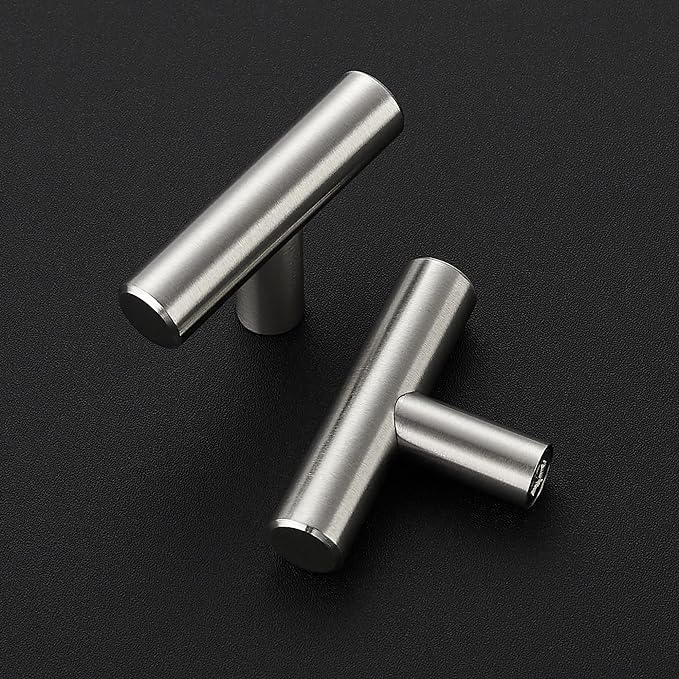25 Pack Brushed Nickel Cabinet Knobs - Kitchen Cabinet Knobs Silver Cabinet Pulls for Kitchen Cabinet Drawer Stainless Steel Dresser Knobs for Cabinet Hardware 2in Length Single Hole T Bar