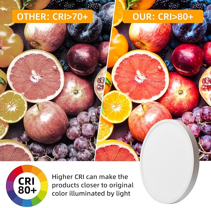 Hlite 4pack 12 inch Flush Mount LED Ceiling Light Fixture,24W 2400LM Super Slim Light Fixtures Ceiling Mount 3000K/4000K/5000K 3CCT Selectable,Ceiling Light Fixtures for Kitchen,Bedroom(White)