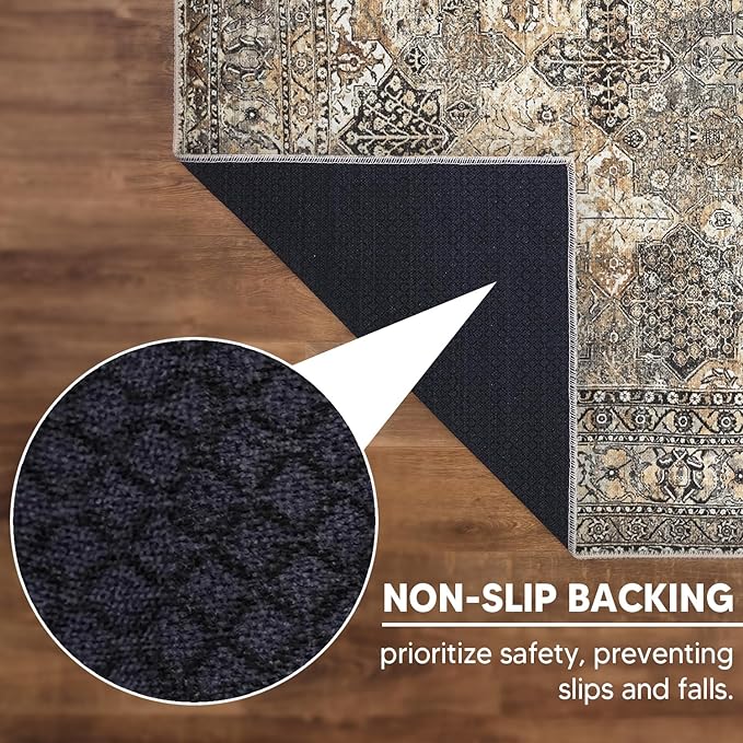 Keen Home Design 3x5 Rug - Machine Washable Entry Rug with Non-Slip Backing, Ideal for Enteryway, Kitchen, Bathroom, Laundry Room - Vintage, Easy Clean, Durable, Low Pile Rug - (3' x 5')