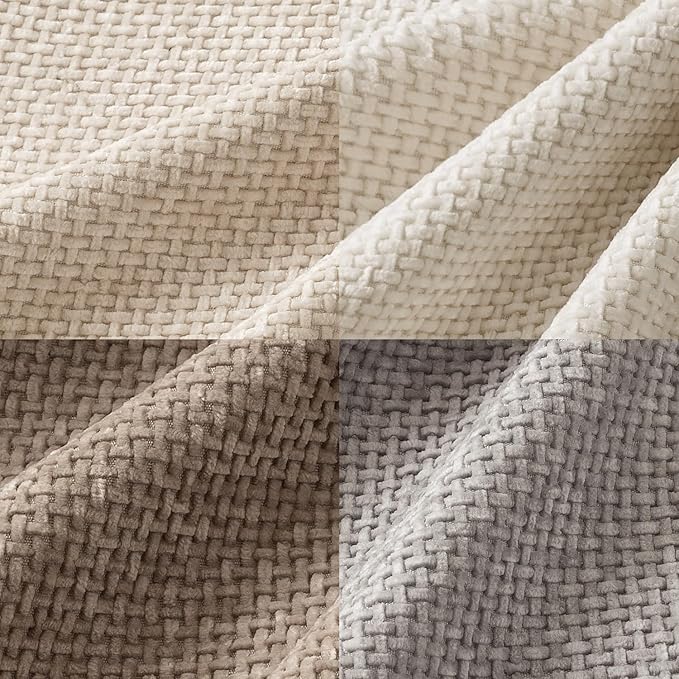 MIULEE Pack of 4 Couch Throw Pillow Covers 18x18 Inch Neutral Beige/Brown Soft Decorative Chenille Pillow Covers Farmhouse Accent Cushion Covers for Boho Home Decor Sofa Bedroom Living Room