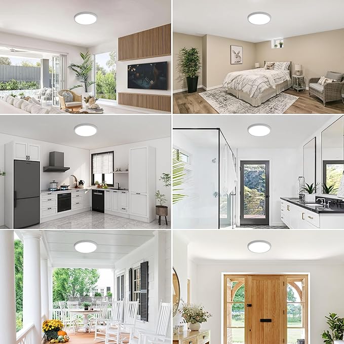 Hlite 4pack 9 Inch Flush Mount LED Ceiling Light Fixture,18W 1800LM Super Slim Light Fixtures Ceiling Mount 3000K/4000K/5000K 3CCT Selectable,Ceiling Light Fixtures for Kitchen,Bedroom (White)