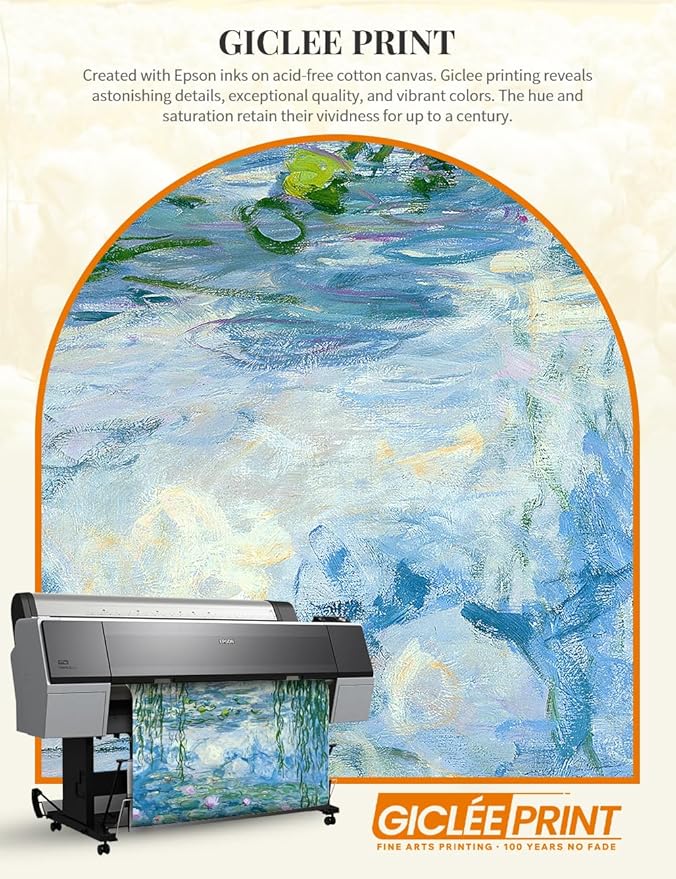 DECORARTS - Water Lilies (1916-1919) by Claude Monet, Museum-Quality Giclee Canvas Print, Wall Art Reproduction, 40" W x 30" H, Made in USA